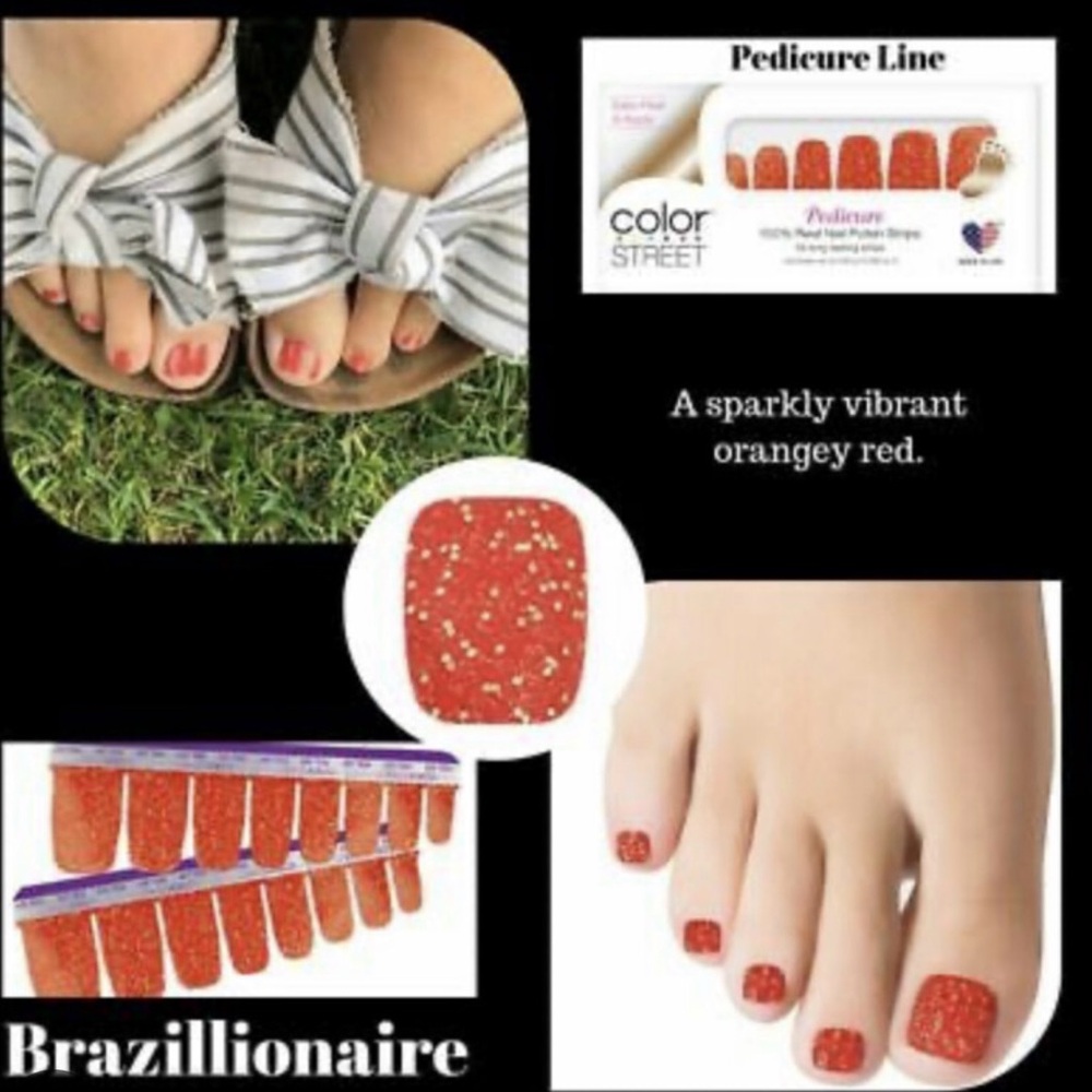 Color Street ‘Brazilionaire’ Sparkling Coral Pedicure Strips *RETIRED*